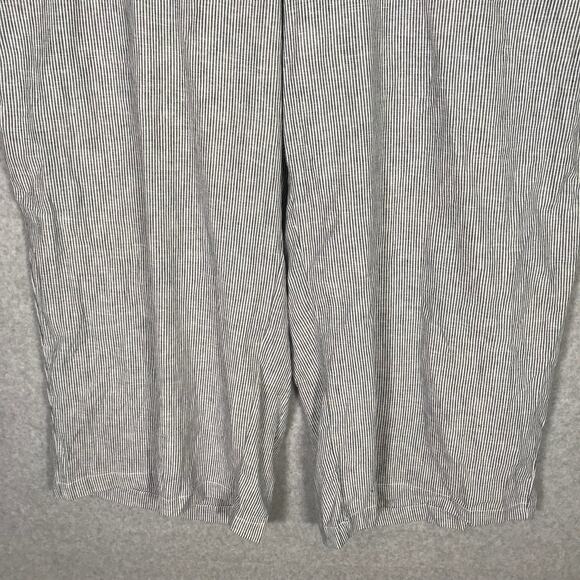 Max Studio Pants 3X Navy Blue Striped Linen Cotton Wide Leg Crop Elastic Pull On - Picture 4 of 13
